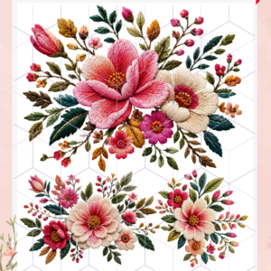 TRANSFER TERMOTRANSFERIBLE TEXTIL – FLORES BORDADAS 5