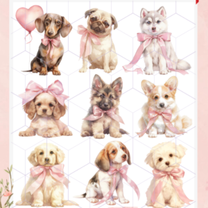 TRANSFER TERMOTRANSFERIBLE TEXTIL – PERRITOS CON MOÑO